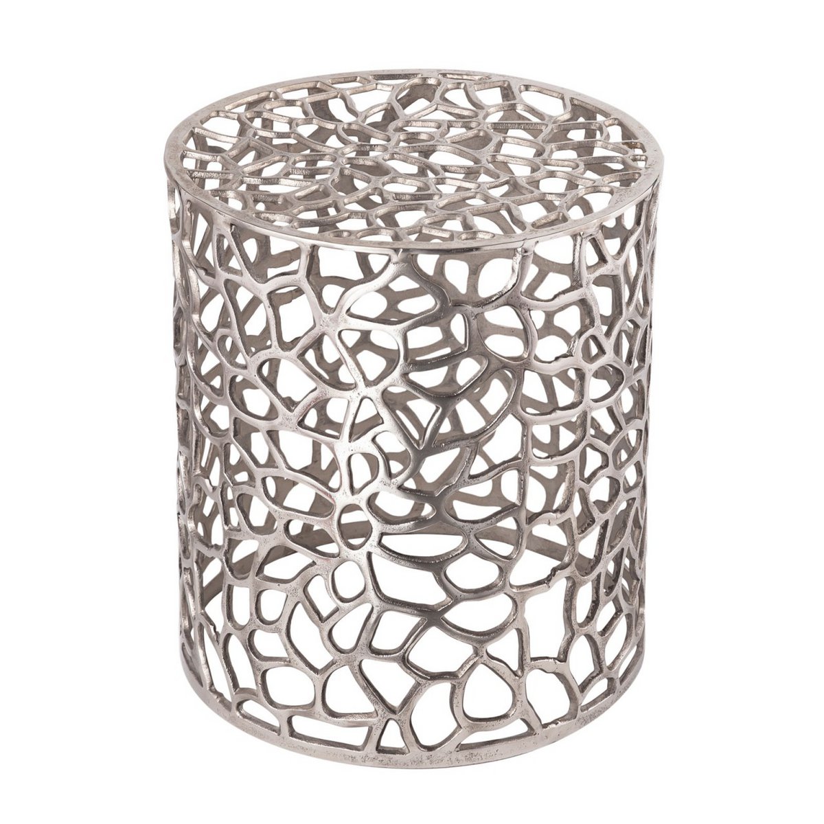 Zij met metalen decoratieve tafel Ø 40 x 46 cm ronde agadir zilver of goud aluminium koraalontwerp