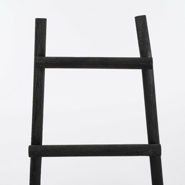 Ladderrek - L29 x B49 x H119 cm - Populierenhout - Zwart