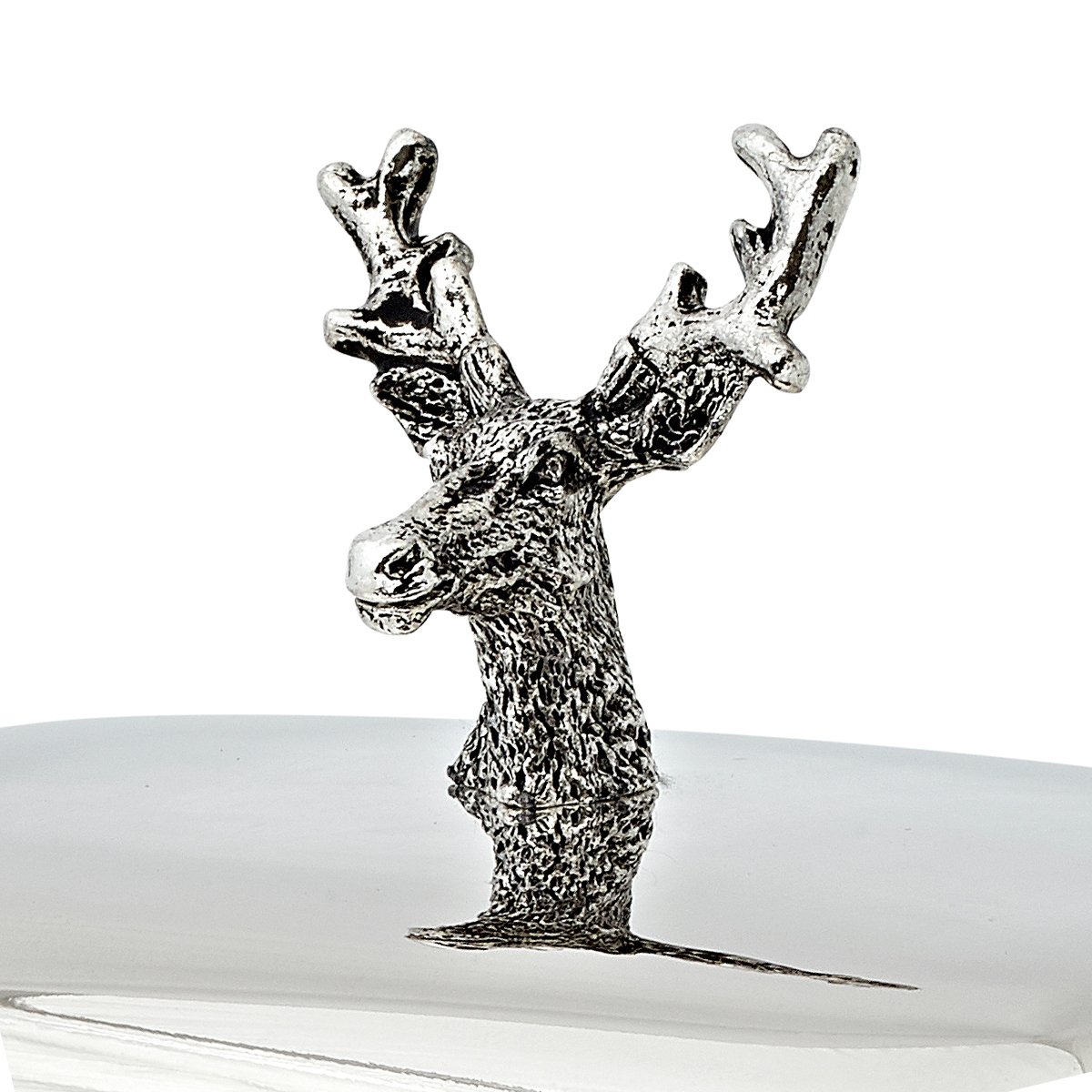 EDZARD botervloot hert 13x18 cm, H 8 cm, glazen inzetstuk, verzilverd, met botermes