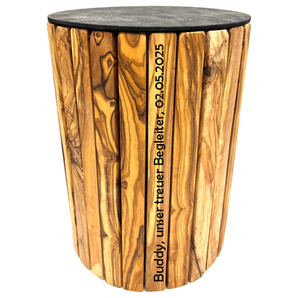 Olive Wood Animal Curne - Duurzaam ronde houten gymnasium voor huisdieren tot 40 kg, met graveeroptie