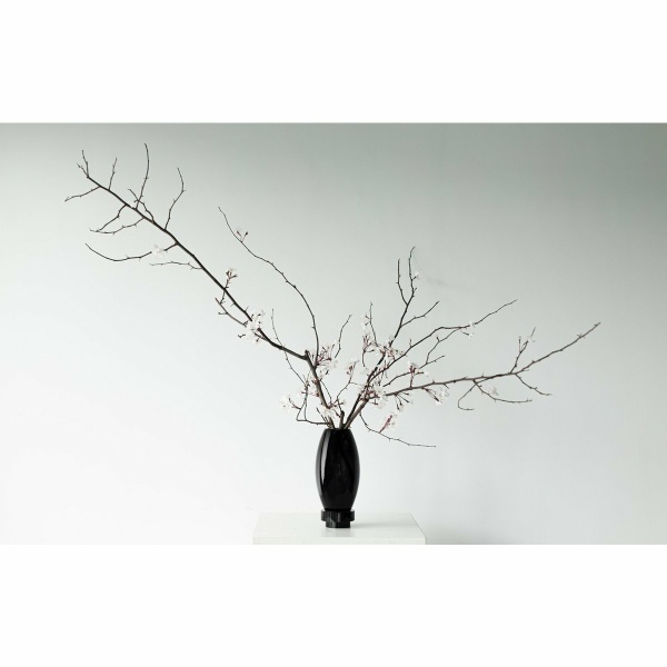 Moderne vaas, innovatief design, zwart high end glas. RUD30