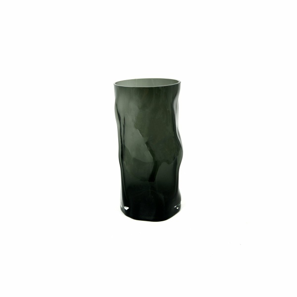 Cilindrische glazen vaas met onregelmatige vorm, zoals zwart hout. ABU30GR