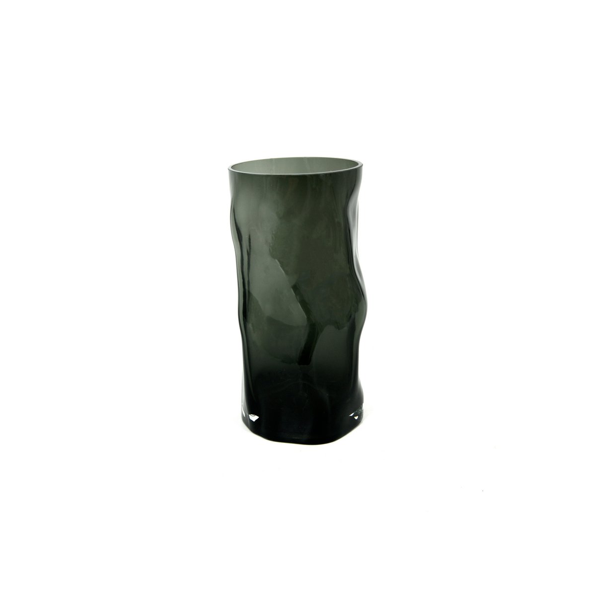 Cilindrische glazen vaas met onregelmatige vorm, zoals zwart hout. ABU30GR