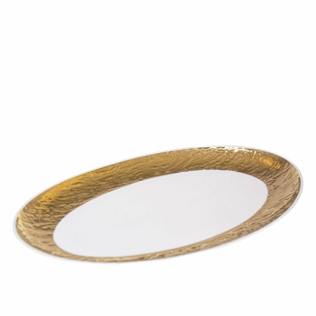 Wit en gouden ovaal gerecht 36,5 cm