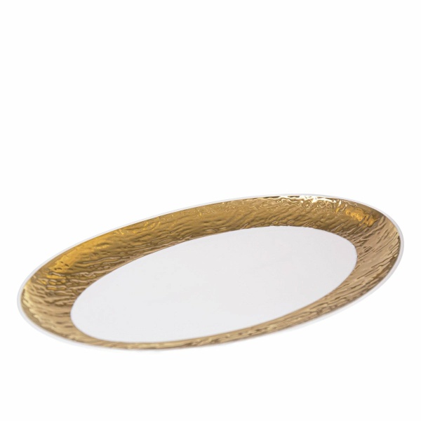 Wit en gouden ovaal gerecht 36,5 cm