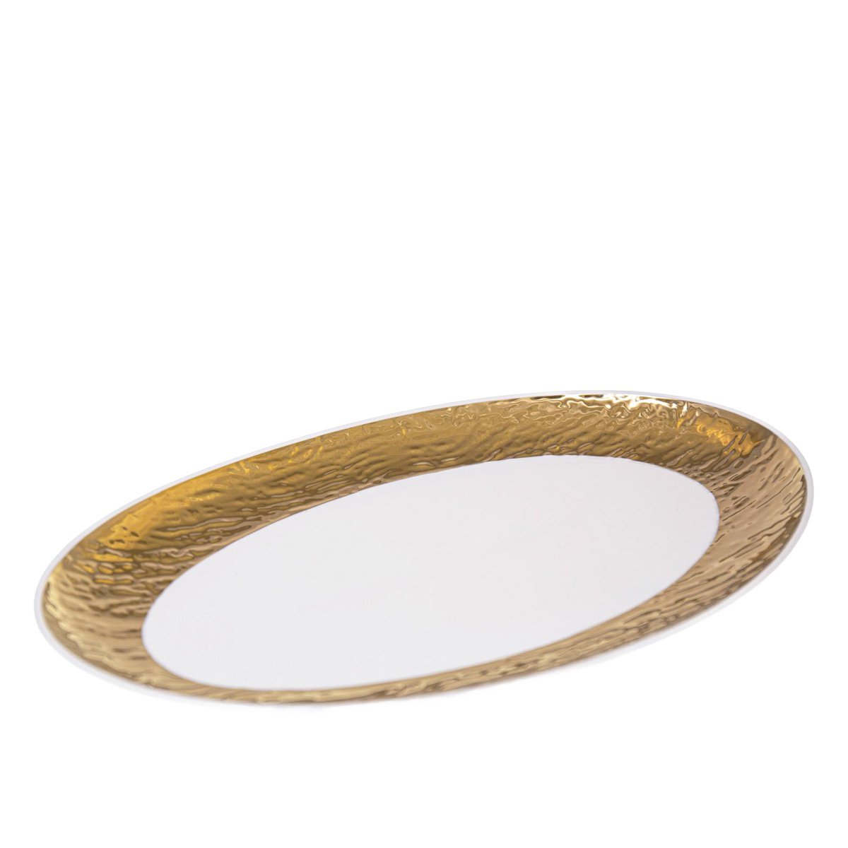 Wit en gouden ovaal gerecht 36,5 cm