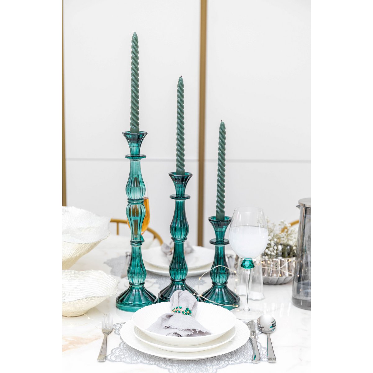 Gemiddeld Turquoise Candlestick Model H31cm