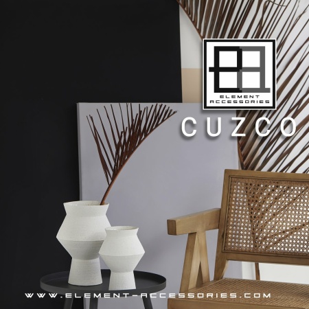 Moderne keramische vaas met ruwe witte afwerking, hoekige ronde vorm, CUZCO 20 wit