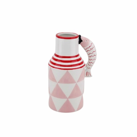 Vaas - kruik vissen - roze/wit/rood - 14x11x21,5 cm