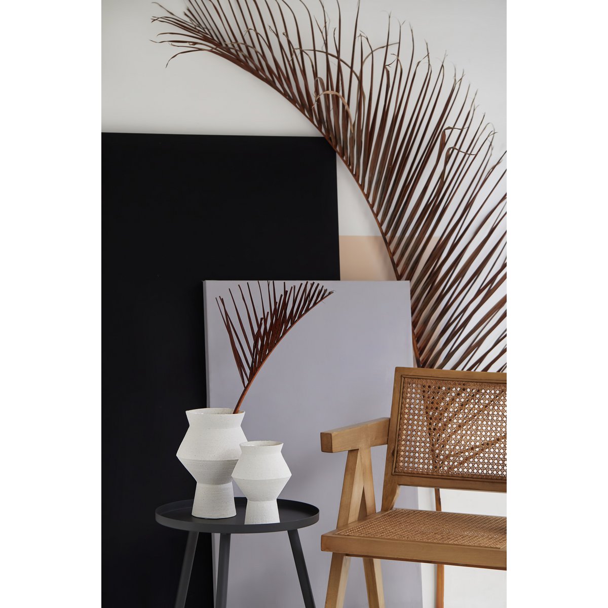 Moderne keramische vaas met ruwe witte afwerking, hoekige ronde vorm, CUZCO 20 wit