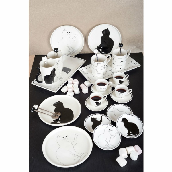 Zwart -witte bakjes met kattenontwerp - veel van 2