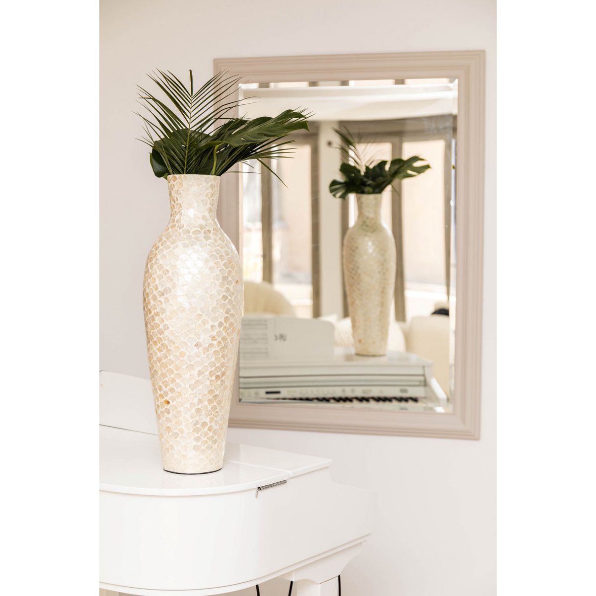 Parelwitte vaas H70cm