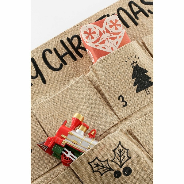 Adventskalender - L85 x B50 cm - Jute - Bruin