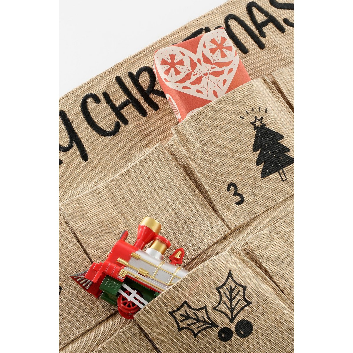 Adventskalender - L85 x B50 cm - Jute - Bruin