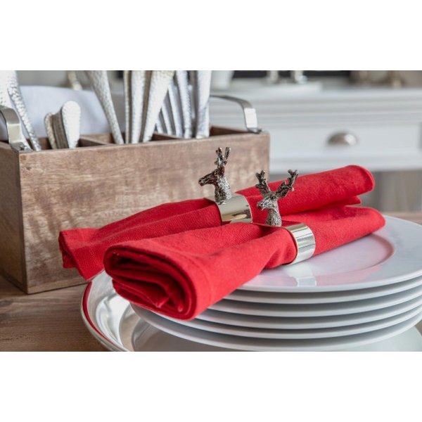 EDZARD set van 2 servetringen hert, verzilverd, lengte 5 cm