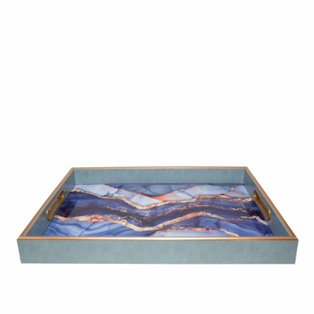 Rechthoekige blauwe waterverfschakel 40x30x4,5 cm