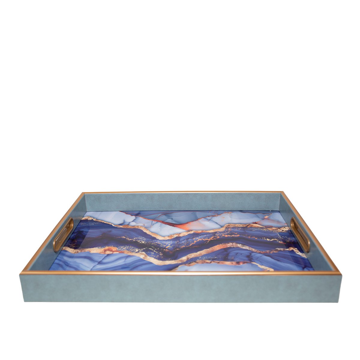 Rechthoekige blauwe waterverfschakel 40x30x4,5 cm