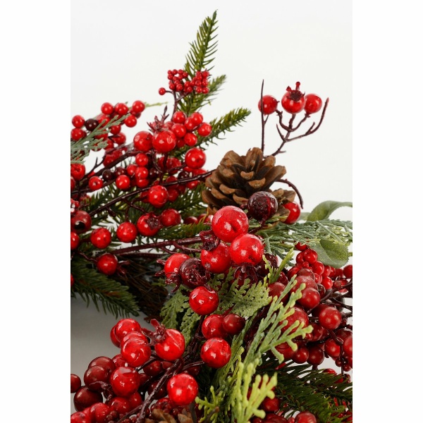 Barney Kerstkrans - Ø50 cm - Groen, Rood