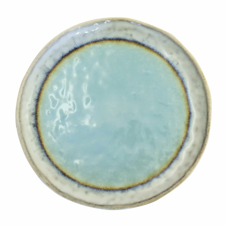Turquoise porselein dessertplaat 21.5x21.5x1.4cm