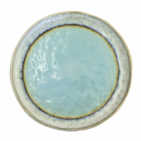 Turquoise porselein dessertplaat 21.5x21.5x1.4cm