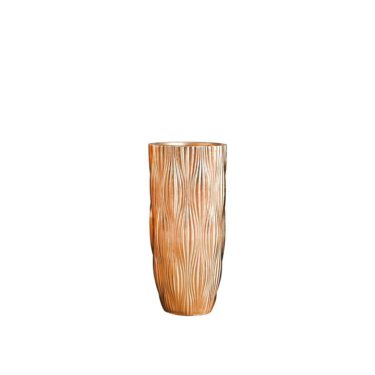 Gouden vaas gestreept in polyresine 36x36x90cm