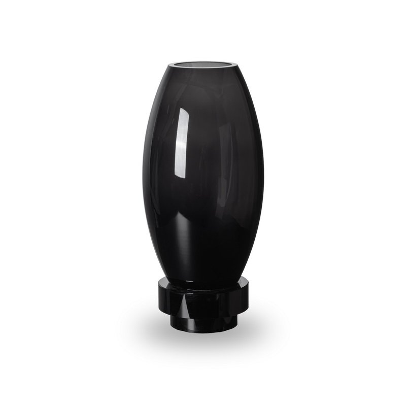 Moderne vaas, innovatief design, zwart high end glas. RUD30