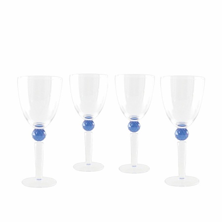 Wijnglazen met blauwe diamantvoet - veel van 4