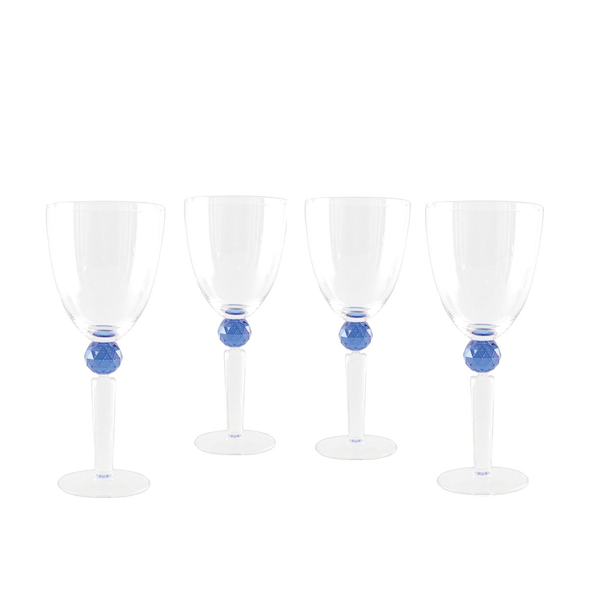 Wijnglazen met blauwe diamantvoet - veel van 4
