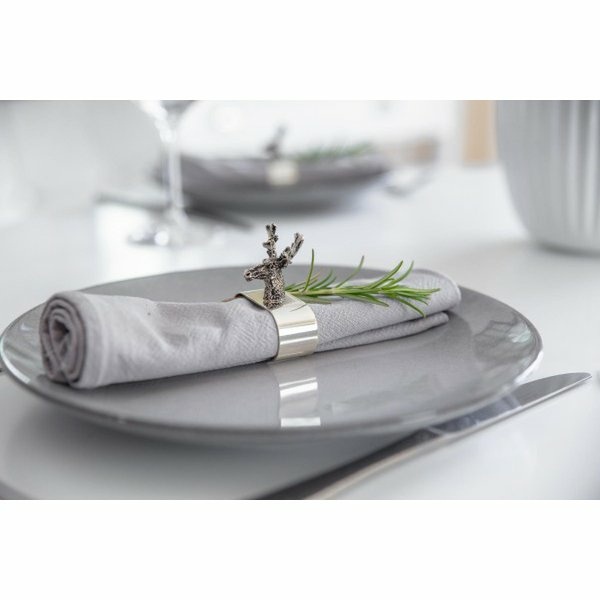 EDZARD set van 2 servetringen hert, verzilverd, lengte 5 cm
