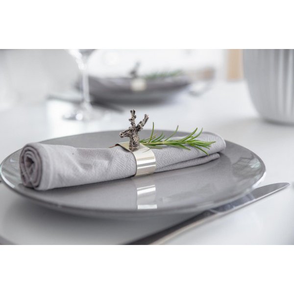 EDZARD set van 2 servetringen hert, verzilverd, lengte 5 cm