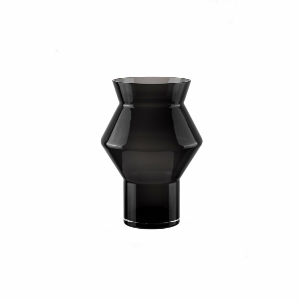 Grote design vaas met grillige hoekige cilindrische vorm, donkergrijs hoogwaardig glas, CUZ14GR