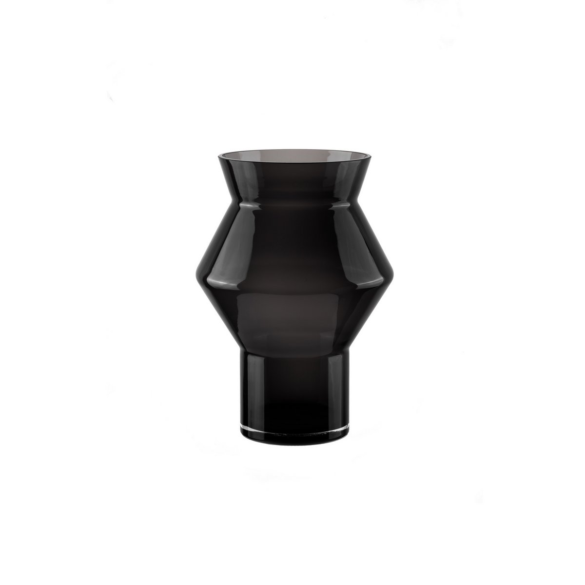 Grote design vaas met grillige hoekige cilindrische vorm, donkergrijs hoogwaardig glas, CUZ14GR