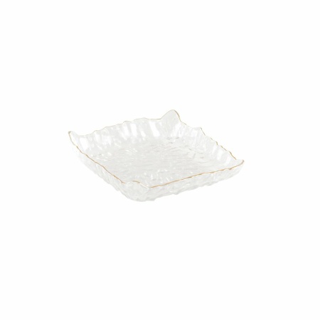 Vierkante beker met gouden vergulde rand 15,5x15.5x3,5 cm