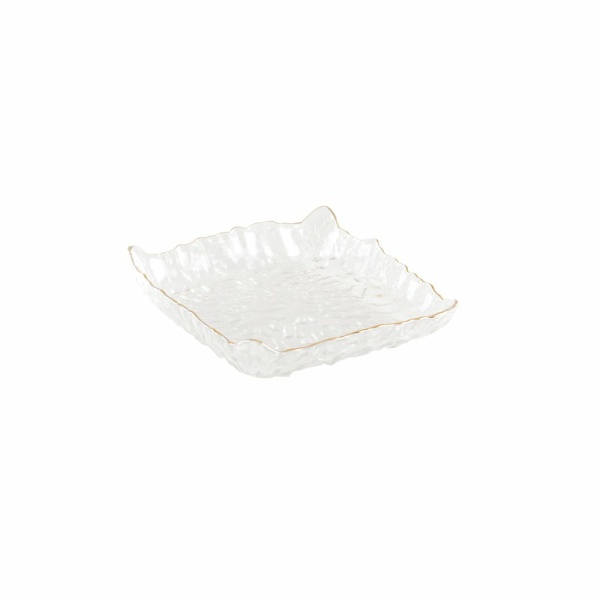 Vierkante beker met gouden vergulde rand 15,5x15.5x3,5 cm