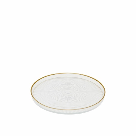 Goldline 16x16x2cm gestreepte dessertplaat