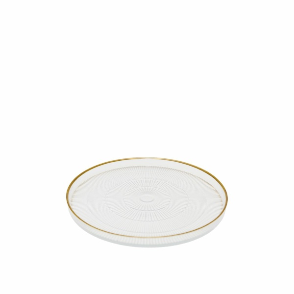 Goldline 16x16x2cm gestreepte dessertplaat