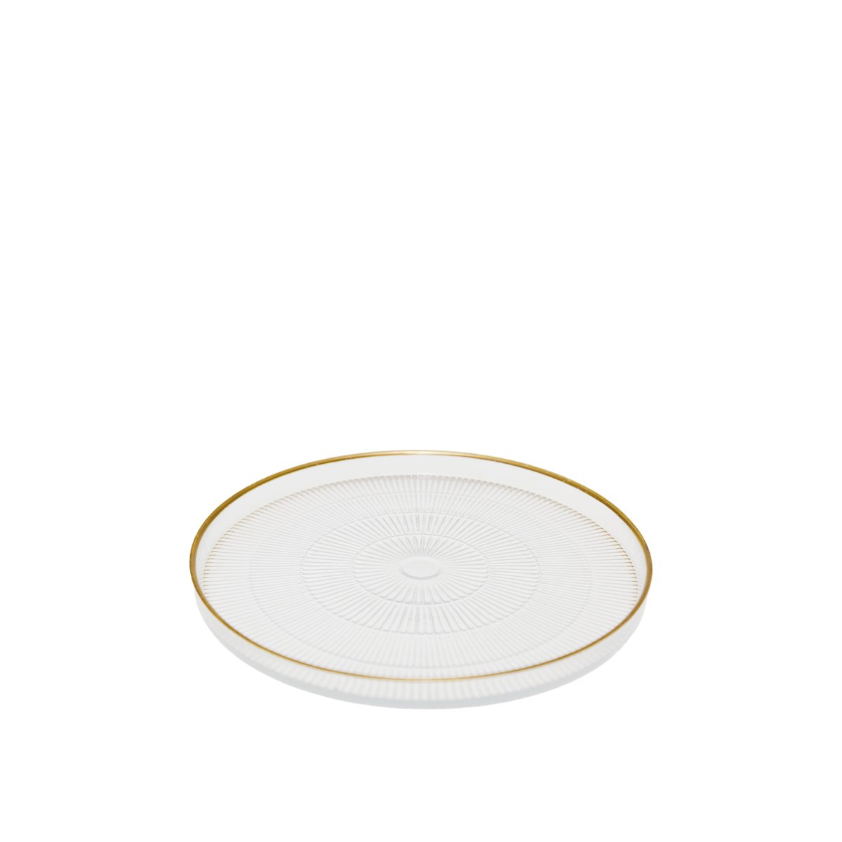 Goldline 16x16x2cm gestreepte dessertplaat