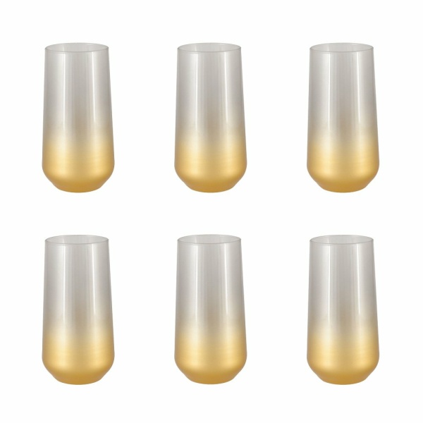 Hoge afgebroken waterglazen - veel van 6