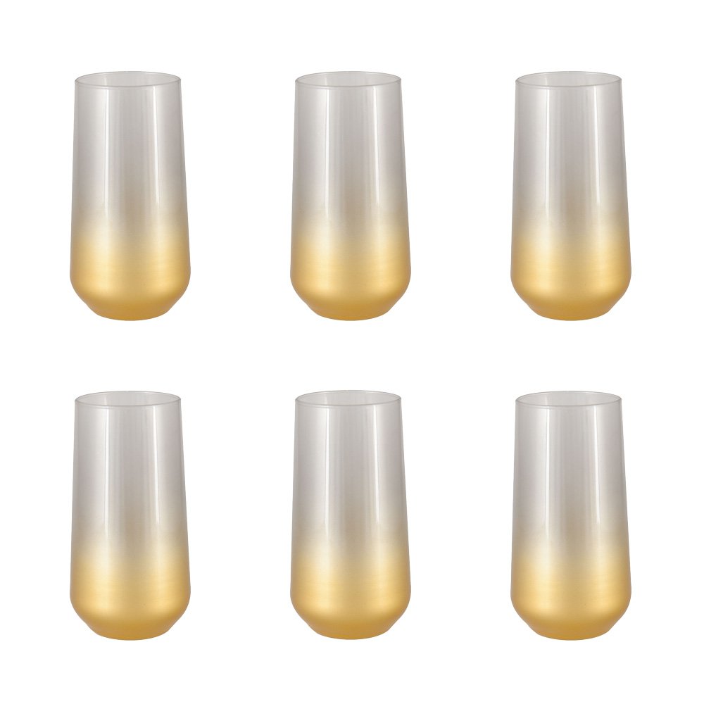 Hoge afgebroken waterglazen - veel van 6