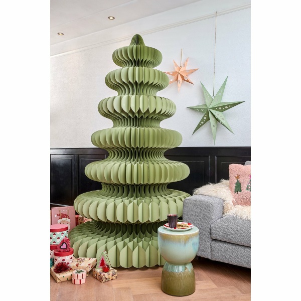 Decoratie Kerstboom - H212 x Ø148 cm - Papier - FSC Mix - Groen