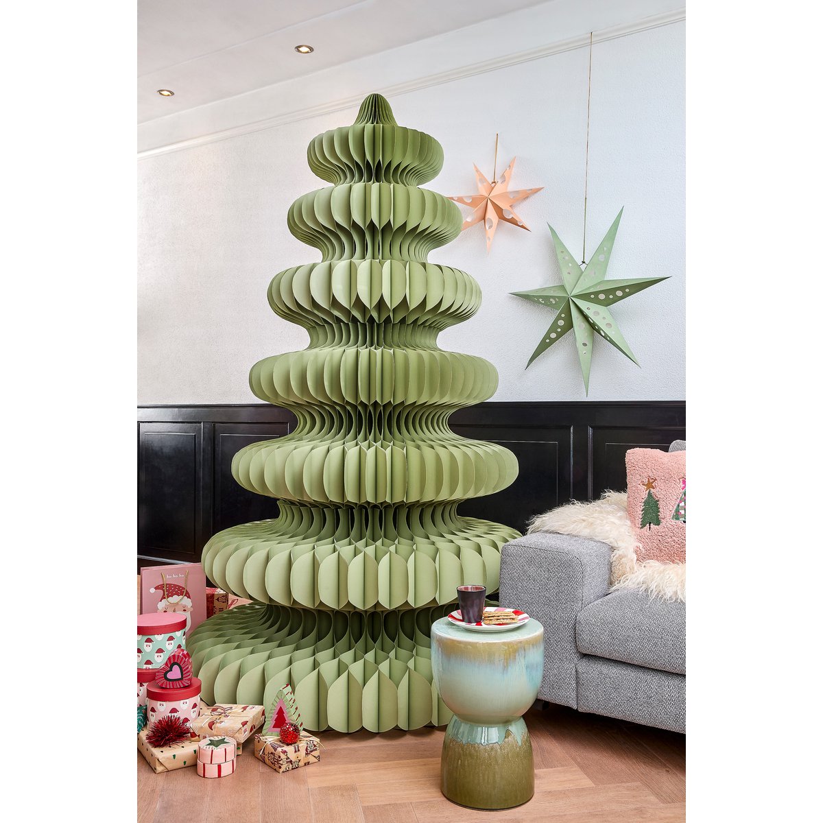 Decoratie Kerstboom - H212 x Ø148 cm - Papier - FSC Mix - Groen