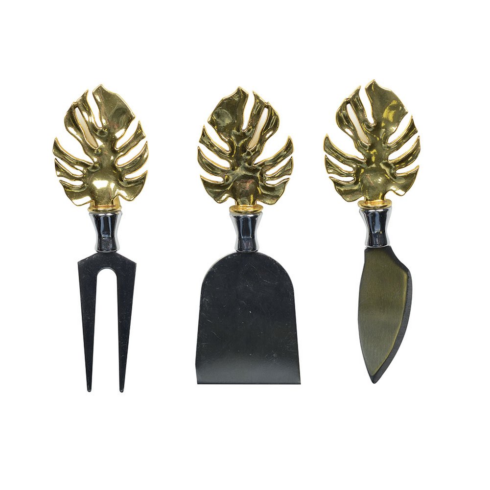 Set van 3 stuks met gouden palmbladkaas