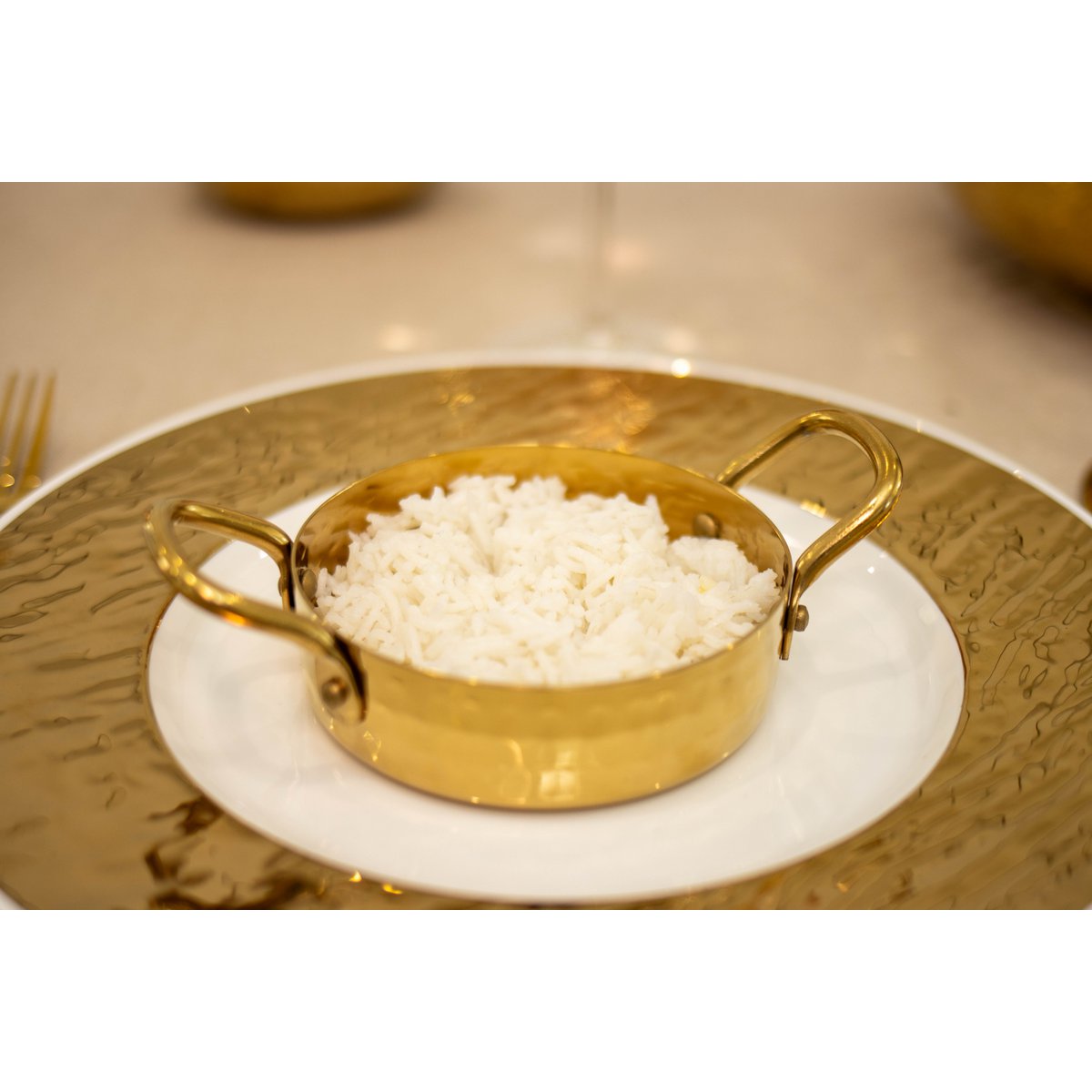 Mini gouden steelpan met twee rondes 10.5x10.5x3,5 cm