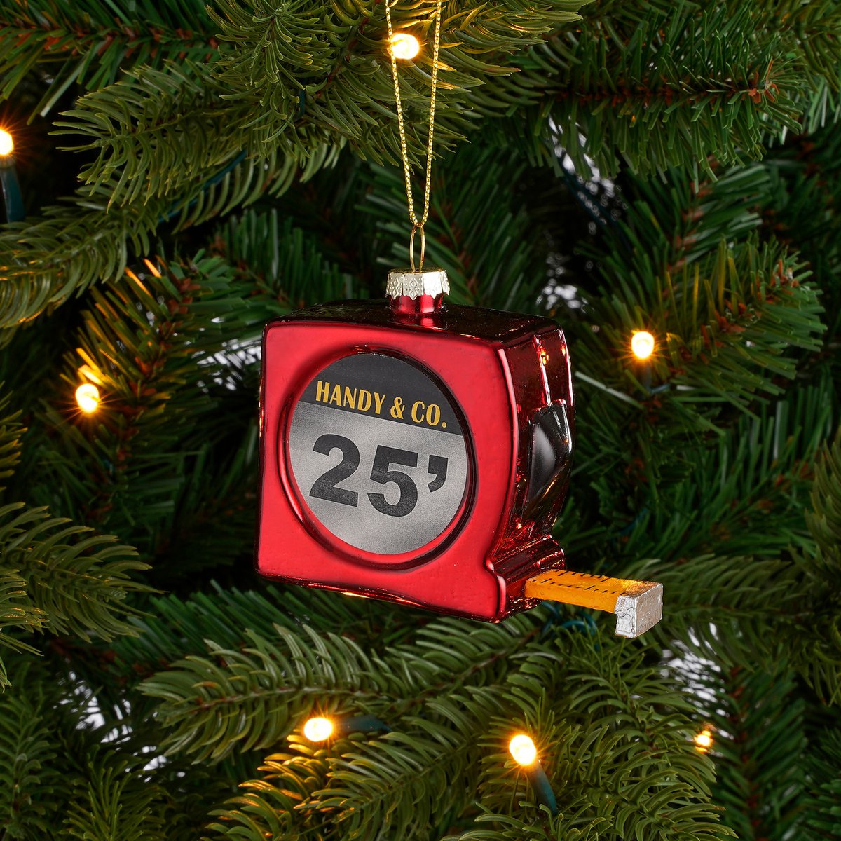 Kerst Ornament Rolmaat - L9 x B4 x H7 cm - Rood