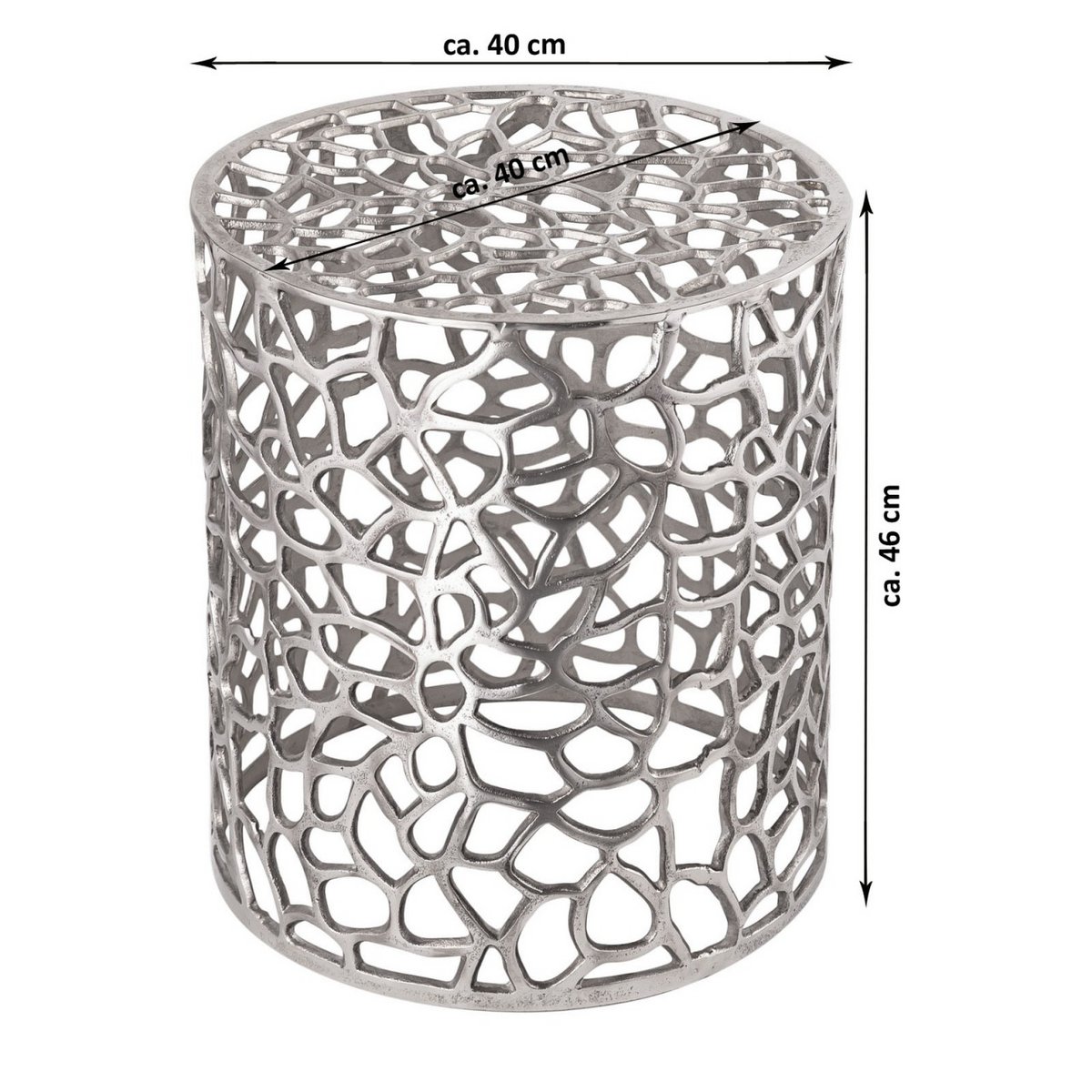Zij met metalen decoratieve tafel Ø 40 x 46 cm ronde agadir zilver of goud aluminium koraalontwerp