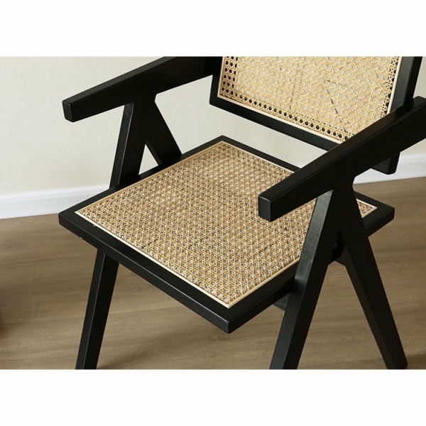 stoel Pierre Jeanneret hout + rotan, hoge kwaliteit