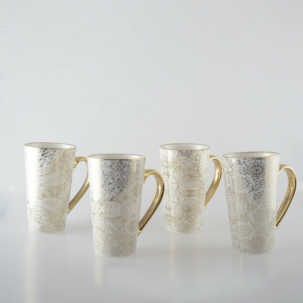 WITTE MOKKEN ABSTRACT ONTWERP - SET VAN 4