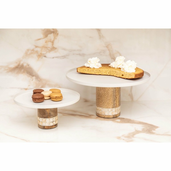 Houten witte taartgerecht groot model 30x30x15cm