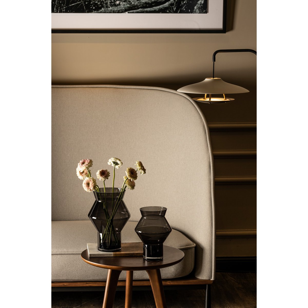 Moderne designvaas, trendy topseller, donkergrijs hoogwaardig glas, CUZ11GR