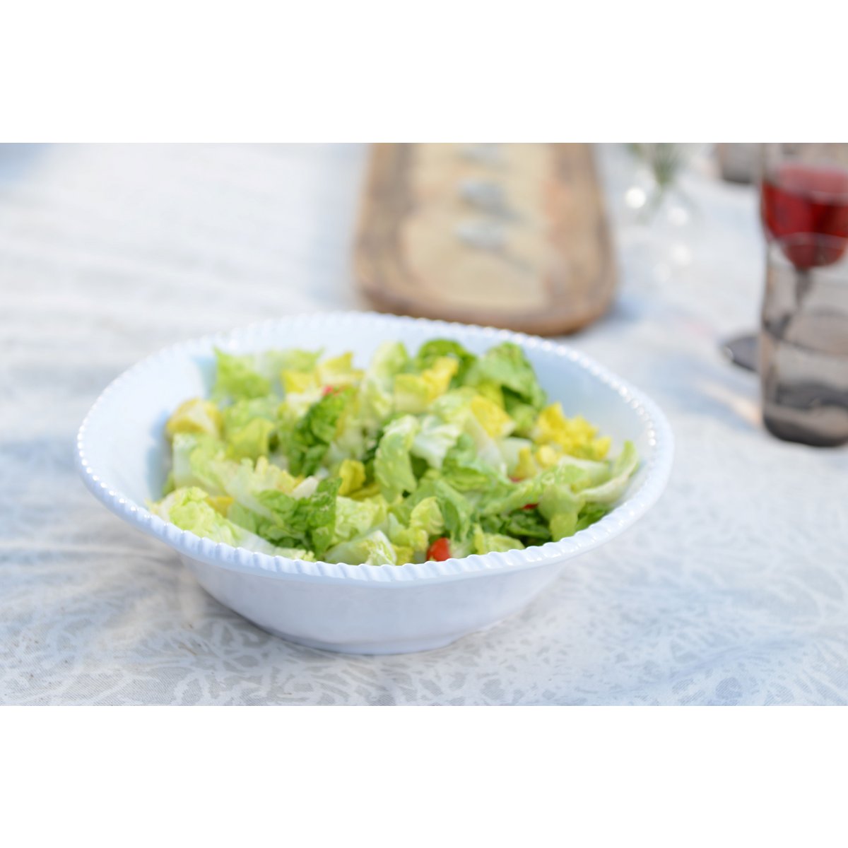 Witte melamine kom touw rand 30,5x30.5x9cm